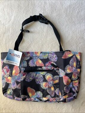 Butterfly Print Crossbody Walker Bag - Black Multicolor